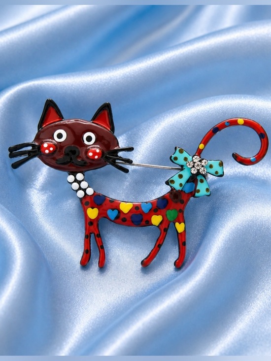 Anthropologie Jewelry - Cute Kitty Cat Playful Colorful Brooch